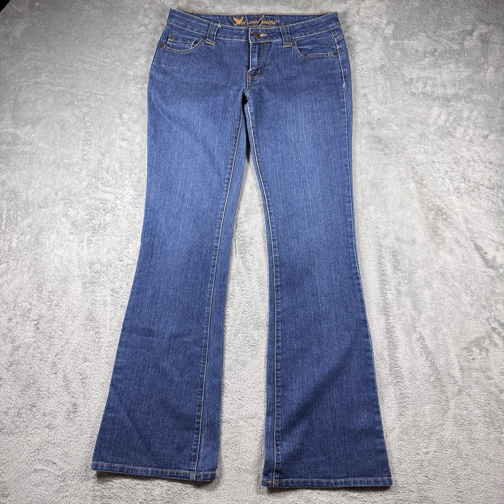 Wet Seal Women's‎ 7 Long Dark Wash Bootcut Stretch Jeans Y2K Low Rise Denim